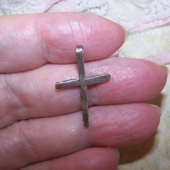 Vintage Native American Zuni Sterling Silver Turquoise Cross Pendant - Picture 5 of 5